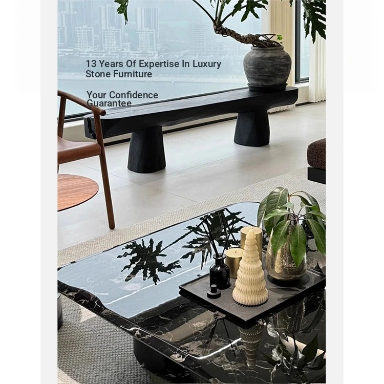 Stylish Marble and Stainless Steel Coffee Table - Modern Chic Design for Your Living Room fyeyj-5215