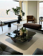 Stylish Marble and Stainless Steel Coffee Table - Modern Chic Design for Your Living Room fyeyj-5215
