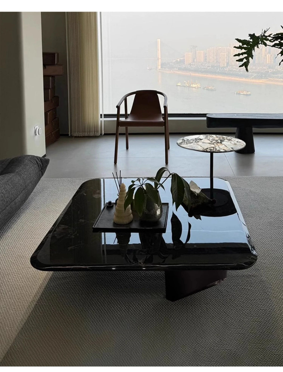 Stylish Marble and Stainless Steel Coffee Table - Modern Chic Design for Your Living Room fyeyj-5215