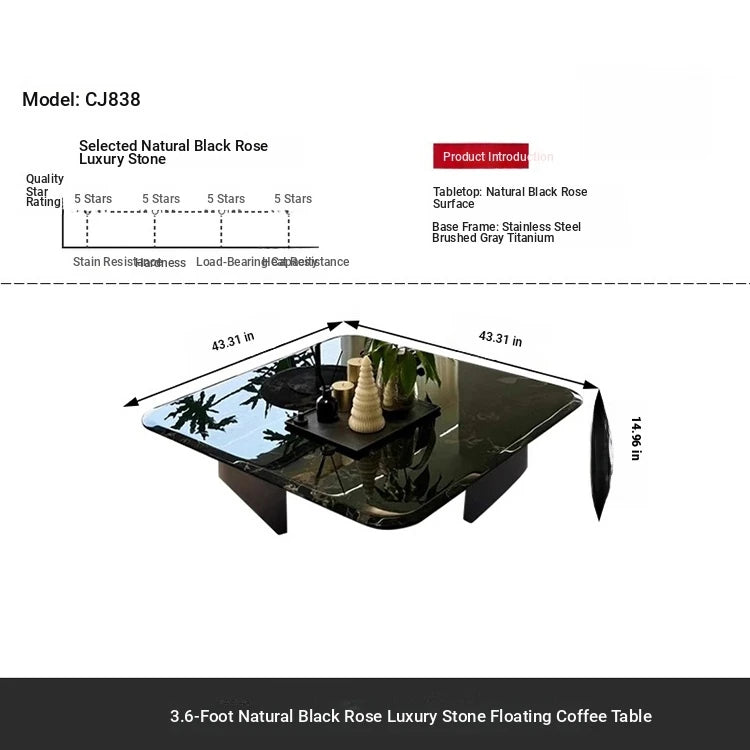 Stylish Marble and Stainless Steel Coffee Table - Modern Chic Design for Your Living Room fyeyj-5215