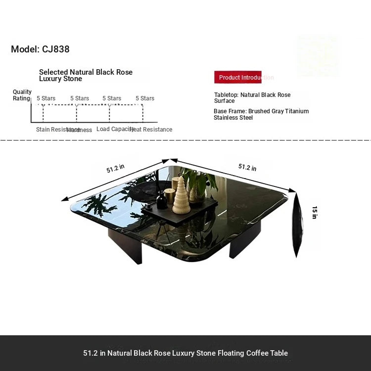 Stylish Marble and Stainless Steel Coffee Table - Modern Chic Design for Your Living Room fyeyj-5215