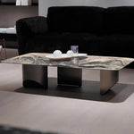 Stylish Marble Top Coffee Table with Stainless Steel Base – Modern Living Room Furniture fyeyj-5216