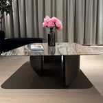 Stylish Marble Top Coffee Table with Stainless Steel Base – Modern Living Room Furniture fyeyj-5216