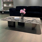 Stylish Marble Top Coffee Table with Stainless Steel Base – Modern Living Room Furniture fyeyj-5216