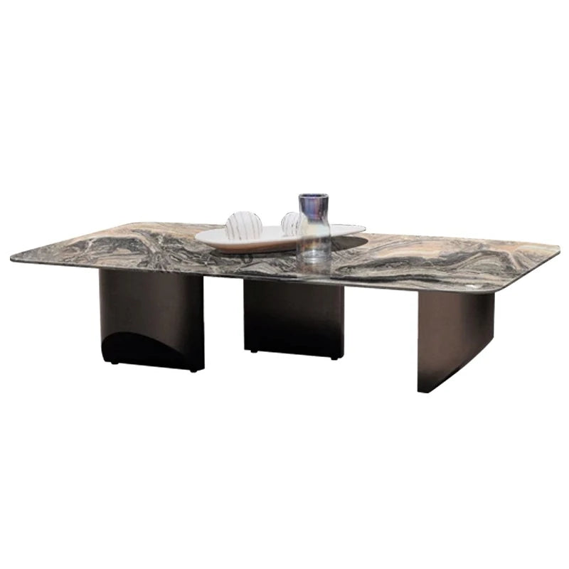 Stylish Marble Top Coffee Table with Stainless Steel Base – Modern Living Room Furniture fyeyj-5216