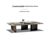 Stylish Marble Top Coffee Table with Stainless Steel Base – Modern Living Room Furniture fyeyj-5216