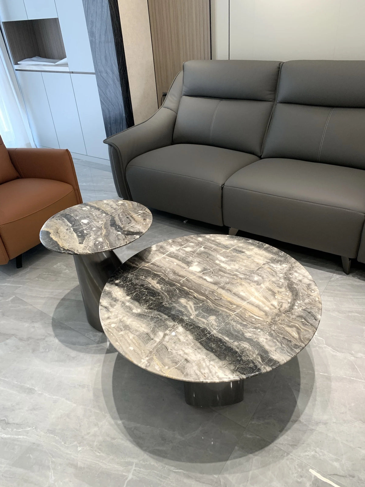 Stylish Marble Top Coffee Table with Stainless Steel Base – Modern Living Room Furniture fyeyj-5216