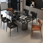 Elegant Marble and Stainless Steel Dining Table - Modern Luxury for Your Home fyeyj-5217