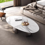 Elegant Black Marble Coffee Table with Stainless Steel Base - Modern Home Decor fyeyj-5218