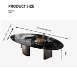 Elegant Black Marble Coffee Table with Stainless Steel Base - Modern Home Decor fyeyj-5218