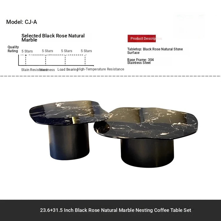 Stylish Marble & Stainless Steel Tea Table – Modern Elegance for Your Living Space fyeyj-5219