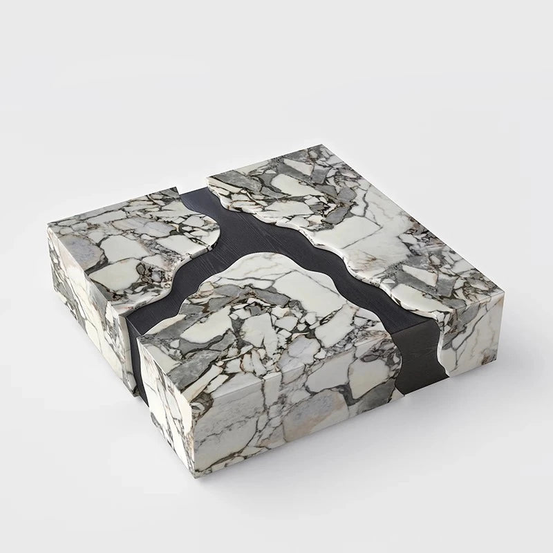 Stylish Marble and Oak Tea Table - Modern Elegance for Your Living Room fyeyj-5220