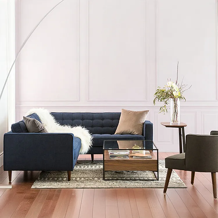 Stylish Solid Wood & Tempered Glass Tea Table - Elevate Your Living Room Decor fyf-2227