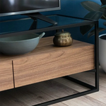 Stylish Solid Wood & Tempered Glass Tea Table - Elevate Your Living Room Decor fyf-2227