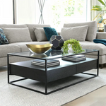 Stylish Solid Wood & Tempered Glass Tea Table - Elevate Your Living Room Decor fyf-2227