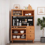 Stylish Solid Wood Cabinet with Glass Doors - Perfect for Kitchen or Dining Room Storage fyf-2232