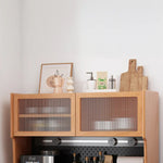 Stylish Solid Wood Cabinet with Glass Doors - Perfect for Kitchen or Dining Room Storage fyf-2232