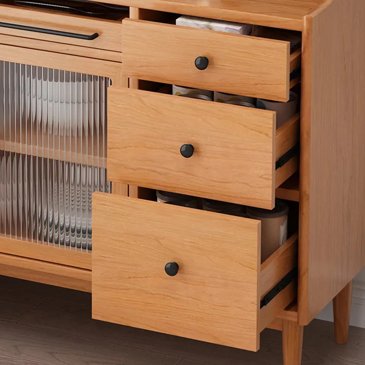 Stylish Solid Wood Cabinet with Glass Doors - Perfect for Kitchen or Dining Room Storage fyf-2232
