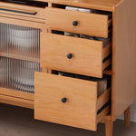 Stylish Solid Wood Cabinet with Glass Doors - Perfect for Kitchen or Dining Room Storage fyf-2232