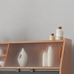 Elegant Cherry Wood Kitchen Cabinet with Glass Doors and Solid Wood Build fyf-2233