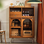 Solid Wood Cabinet with Glass Doors and Stainless Steel Accents - Elegant Home Storage Solution fyf-2237