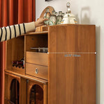 Solid Wood Cabinet with Glass Doors and Stainless Steel Accents - Elegant Home Storage Solution fyf-2237