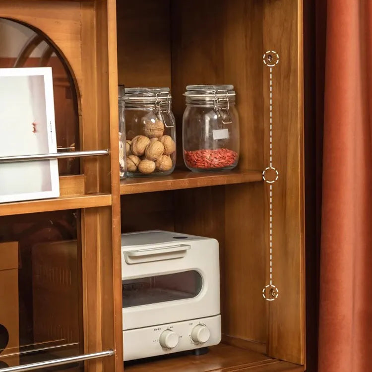 Solid Wood Cabinet with Glass Doors and Stainless Steel Accents - Elegant Home Storage Solution fyf-2237