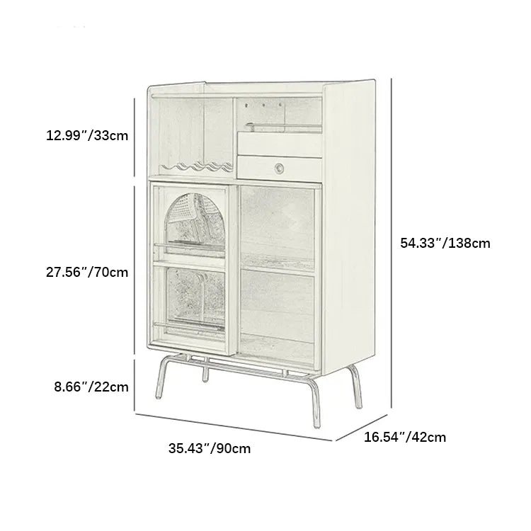 Solid Wood Cabinet with Glass Doors and Stainless Steel Accents - Elegant Home Storage Solution fyf-2237