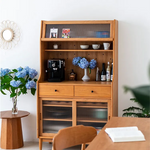 Elegant Solid Wood Cabinet with Rattan & Glass Doors for Stylish Storage fyf-2240
