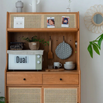 Elegant Solid Wood Cabinet with Rattan & Glass Doors for Stylish Storage fyf-2240