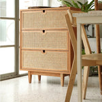 Solid Wood Rattan Cabinet - Stylish Storage for Your Bedroom Decor fyf-2241