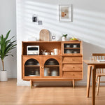 Pine and Cherry Wood Glass Cabinet - Stylish Storage Solution for Your Home fyf-2243