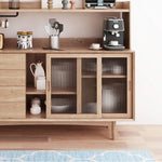 Mid-Century Modern Solid Wood Glass Cabinet for Stylish Storage and Display fyf-2245