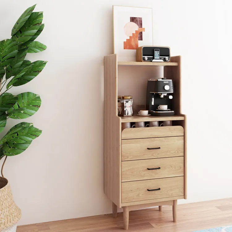 Sleek Pine Wood Cabinet with Open Shelves and Storage Drawers for Modern Spaces fyf-2247