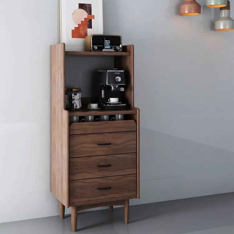 Sleek Pine Wood Cabinet with Open Shelves and Storage Drawers for Modern Spaces fyf-2247