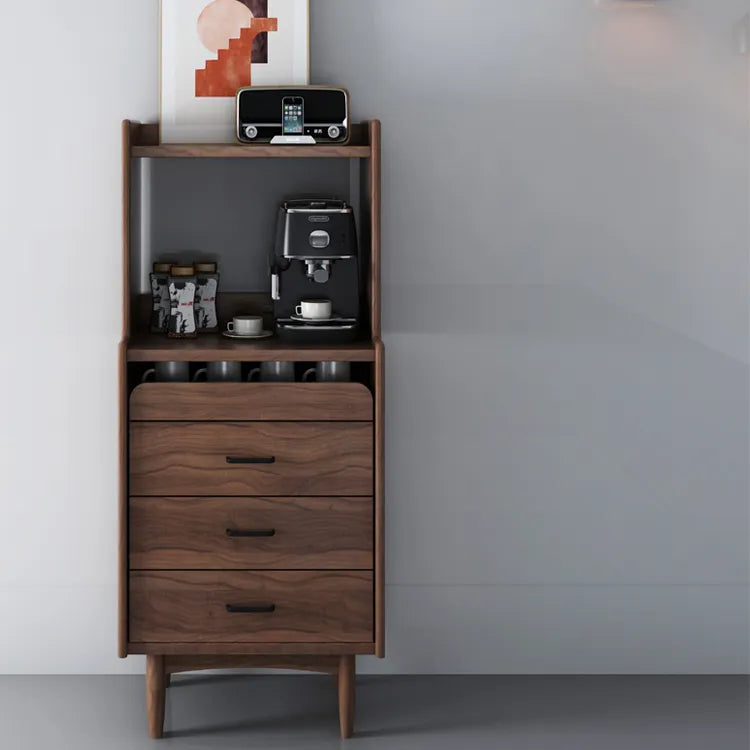 Sleek Pine Wood Cabinet with Open Shelves and Storage Drawers for Modern Spaces fyf-2247