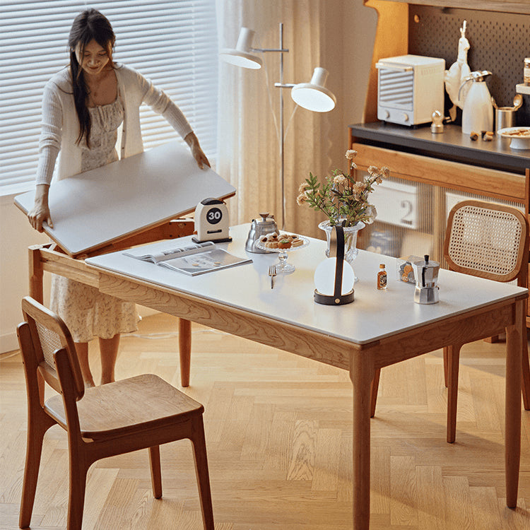 Discover Elegance: Table with Black Sintered Stone and Natural Wood Finishes fyg-653