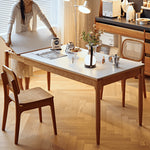 Discover Elegance: Table with Black Sintered Stone and Natural Wood Finishes fyg-653