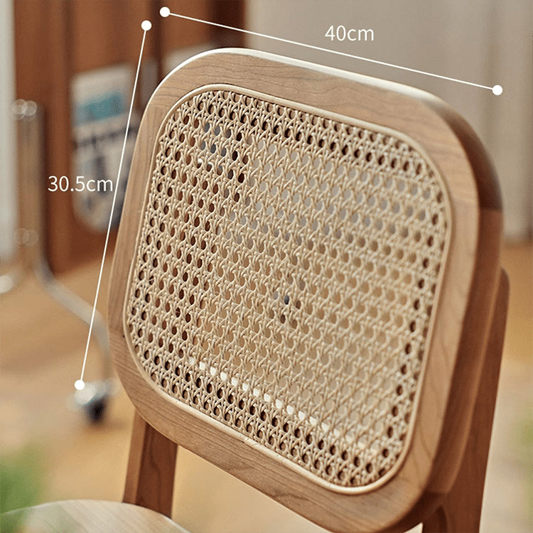 Elegant Cherry Wood Chair with Natural Rattan Accent fyg-661