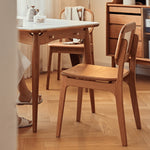 Elegant Cherry Wood Chair with Natural Rattan Accent fyg-661