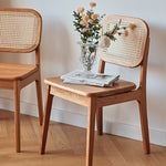 Elegant Cherry Wood Chair with Natural Rattan Accent fyg-661
