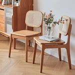 Elegant Cherry Wood Chair with Natural Rattan Accent fyg-661
