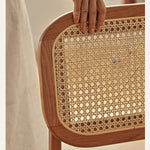 Elegant Cherry Wood Chair with Natural Rattan Accent fyg-661