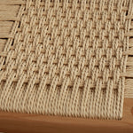 Handcrafted Cherry Wood Stool with Rattan Seat and Linen Cushion fyg-662