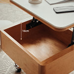 Elegant White Tea Table with Natural Wood & Sintered Stone Top – Cherry Wood & Stainless Steel Frame fyg-665