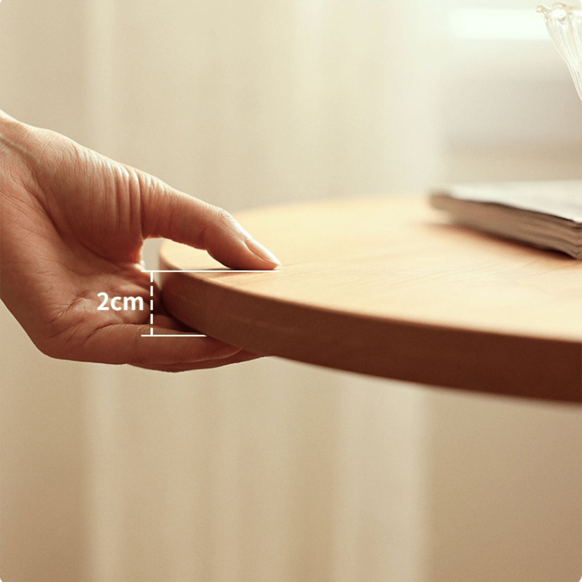 Stylish Light Oak Wood Tea Table with Metal and Nylon Accents - Natural Brown Finish fyg-666