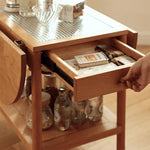 Stylish Light Oak Wood Tea Table with Metal and Nylon Accents - Natural Brown Finish fyg-666