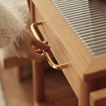 Stylish Light Oak Wood Tea Table with Metal and Nylon Accents - Natural Brown Finish fyg-666