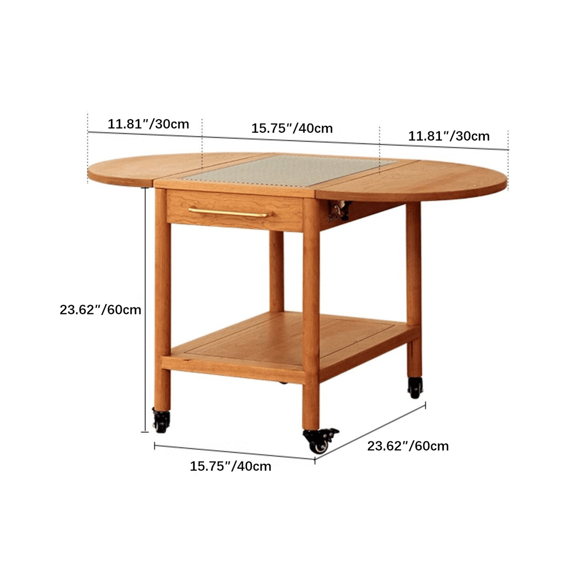 Stylish Light Oak Wood Tea Table with Metal and Nylon Accents - Natural Brown Finish fyg-666