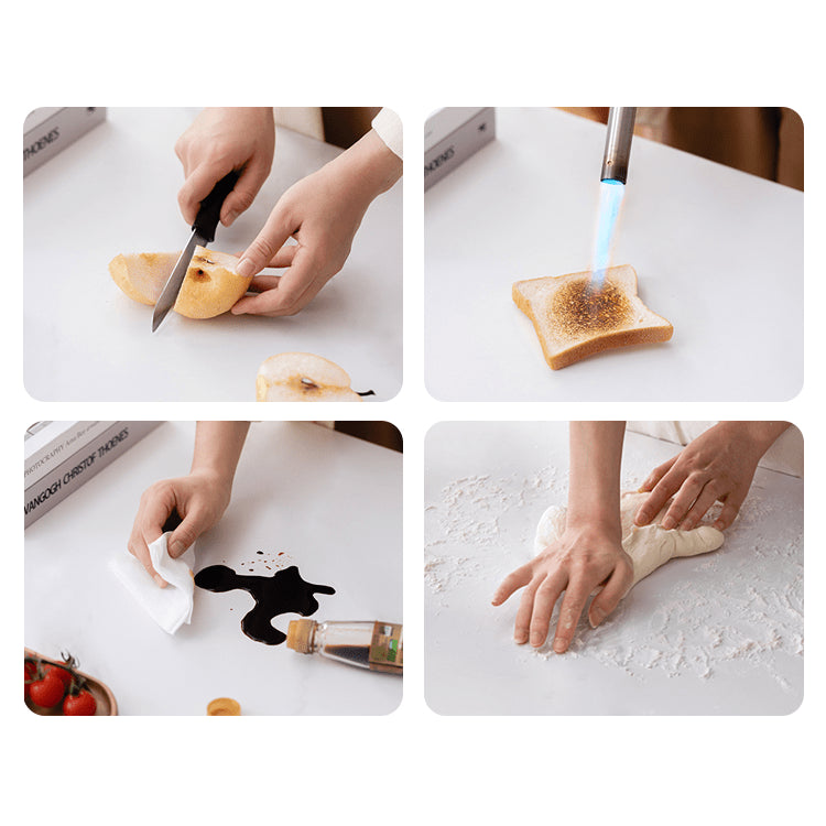 Elegant Tea Table: White Natural Wood with Sintered Stone & Cherry Wood Accents, Stainless Steel Frame fyg-668